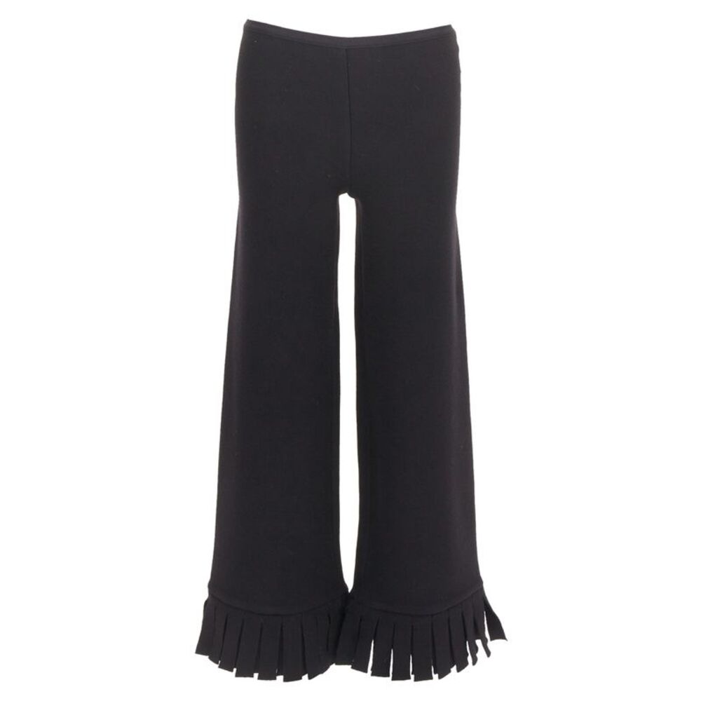 Alaia Black Wool Fringed Knitted Pants